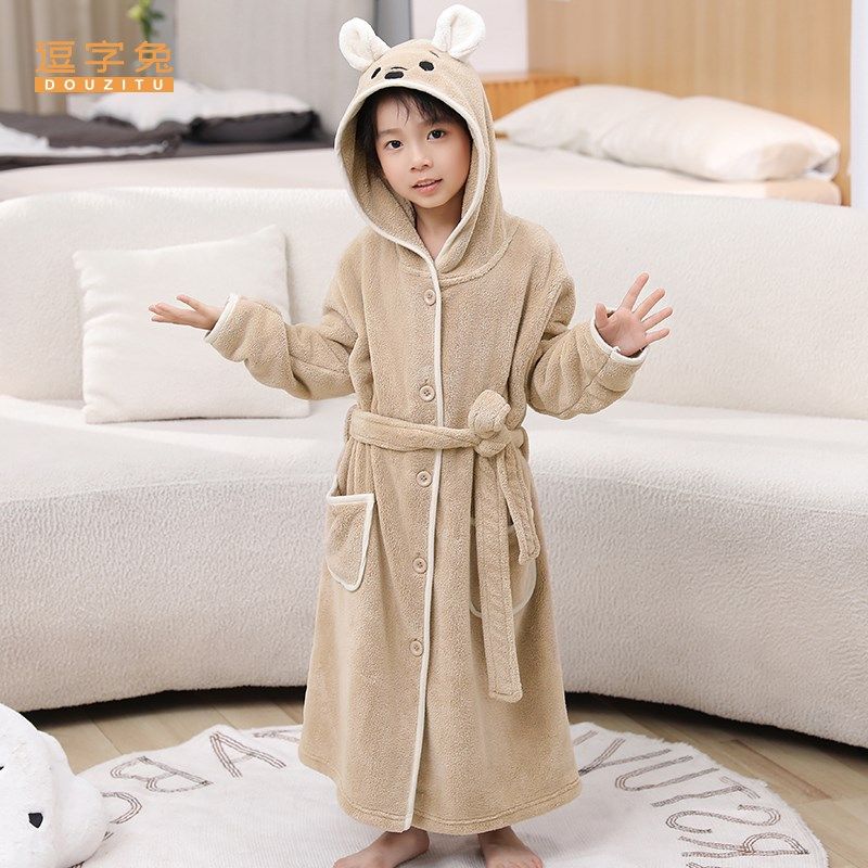 吸水儿童浴袍涤锦珊瑚绒毛巾料中大童家居服宝宝睡衣加厚卡通可爱,童装/婴儿装/亲子装,浴袍,淘宝优惠券,粉丝福利购,淘宝优惠卷