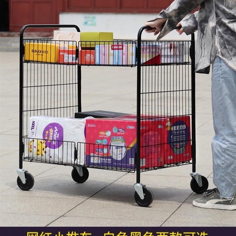 可折叠移动小推车地摊架子夜市摆摊推车 简易饰品展示架 网红小车