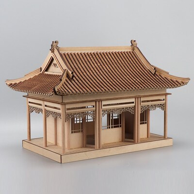 新中式禅意中国风木制古建筑亭子模型摆件样板房客厅玄关软装饰品