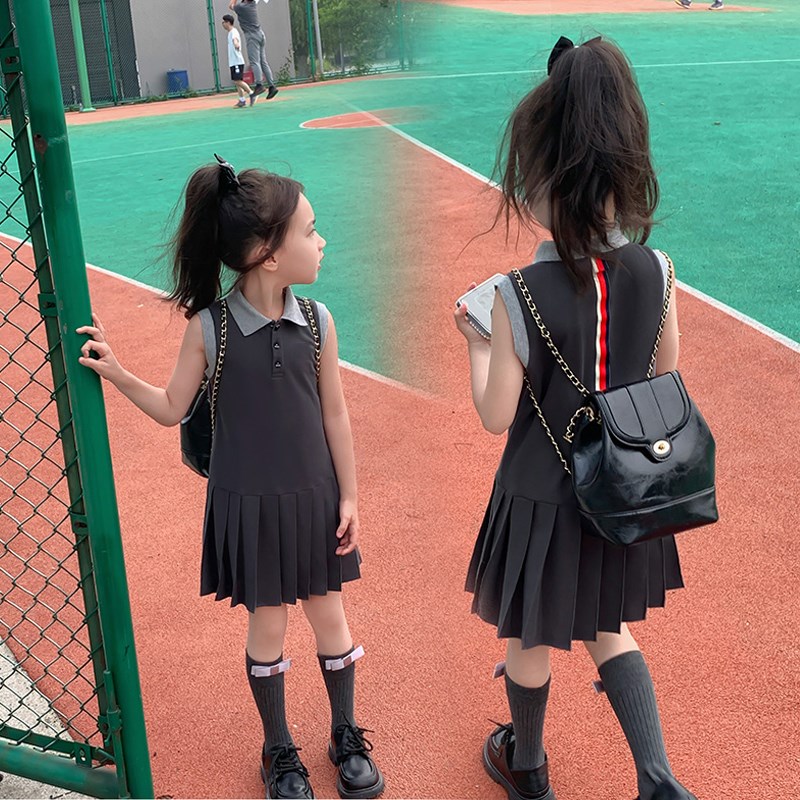 女童连衣裙POLO裙儿童洋气学院风女孩jk裙夏季公主裙宝宝夏装裙子