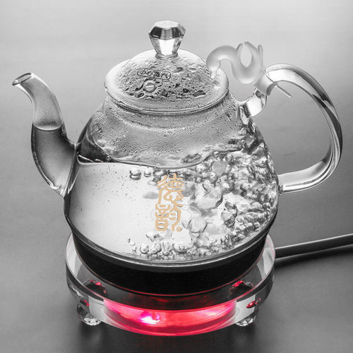 德韵茶艺壶(S558)水晶圆型按键快速电热水壶玻璃壶烧水泡茶套装