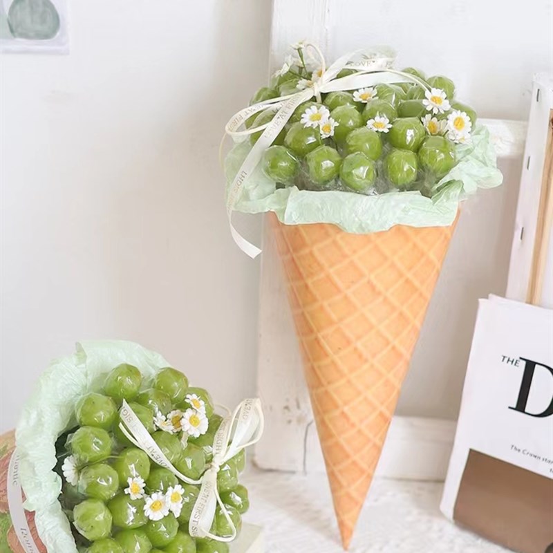 diy冰淇淋甜筒水果葡萄花束花艺包装纸材料包套装创意生日礼物女