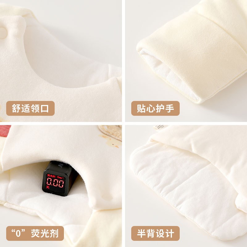 新生儿半背衣初生婴儿夹棉衣服52码冬季纯棉加厚宝宝保暖单件上衣