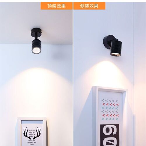 黑色12V低压led明装小射灯cob免开孔背景墙3W万向彩色光吸顶24伏