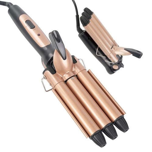 蛋卷棒泡面头陶瓷卷发棒三棒卷发棒水波纹大波浪可折叠美发造型器