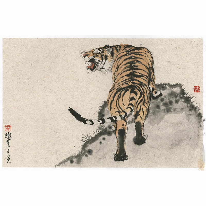 薛继业水墨虎年画虎高精版画画心34*22无框卧室卫生间走廊装饰画