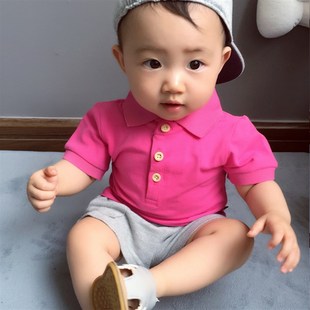 t恤上衣 儿童男童2020夏季 新款 宝宝纯棉短袖 T恤婴儿纯色翻领POLO衫