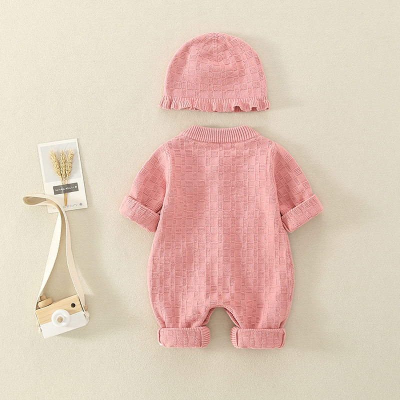 婴儿春秋毛衣套装连体爬服针织公主哈衣03-9个月女宝宝洋气打底衫