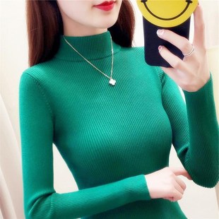 半高领毛衣女春秋新款 内搭上衣 洋气长袖 套头T恤紧身打底针织衫