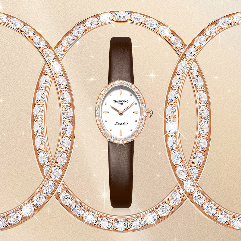 天王官方正品气质椭圆形女士手表