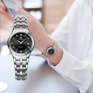 天王初高中学生手表女官方正品简约带日历女士手表钢带石英表3626