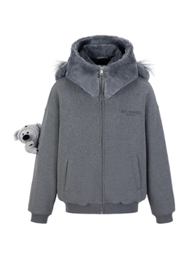 13DEMARZO25秋冬考拉外套可爱灰色卫衣帽衫拉链开衫Rainbow集合店