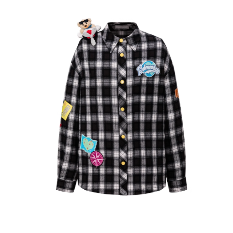 13DEMARZO 25秋冬新款彩色织标格纹衬衫高级感外套Rainbow集合店