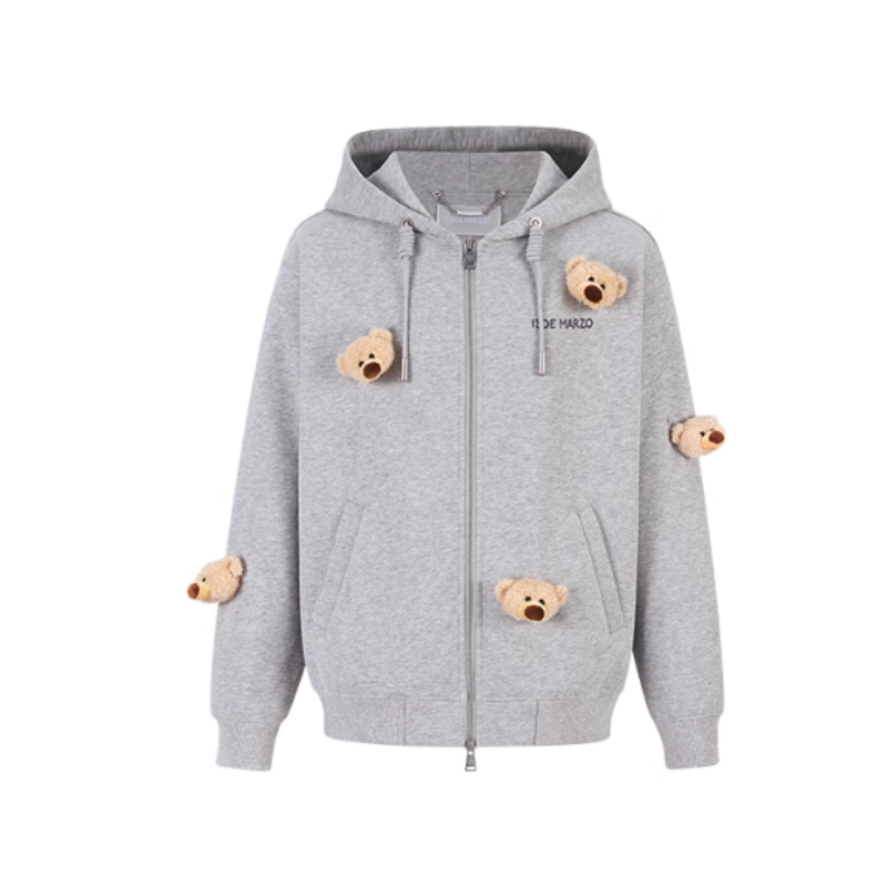 13DEMARZO 25秋冬新品满身熊拉链卫衣宽松连帽外套Rainbow集合店