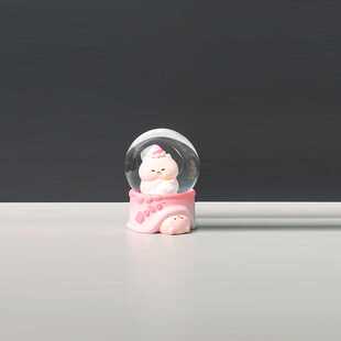 新款直销萌宠可爱呜呼猪迷你发光水晶球摆件家居卧室桌面装饰品送