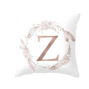 新款直销现代简约都市风26个英文字母桃皮绒抱枕套 汽车沙发靠垫