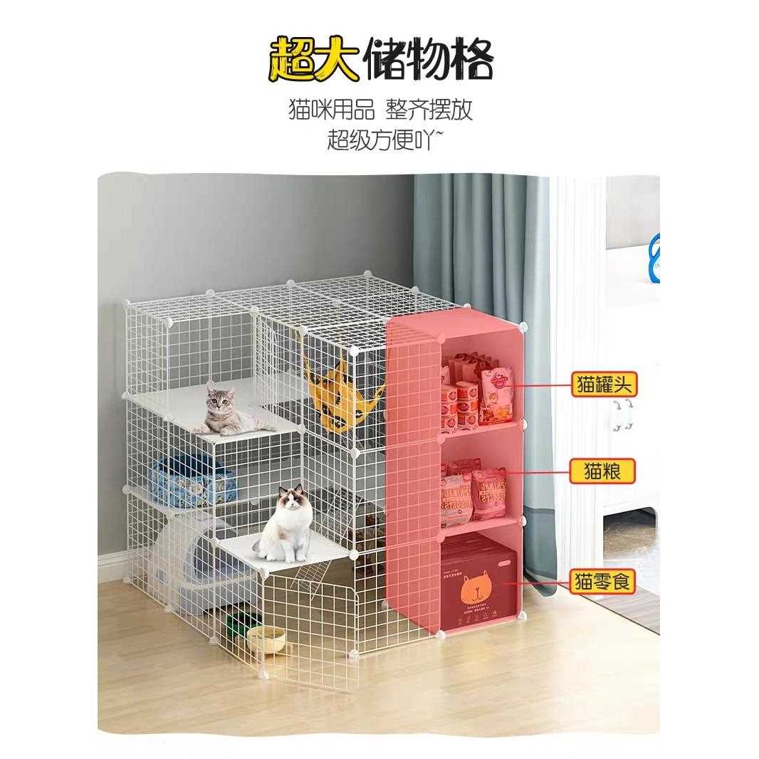 直销新款网红双层带厕所猫笼子家用猫别墅室内超大自由空间猫舍窝