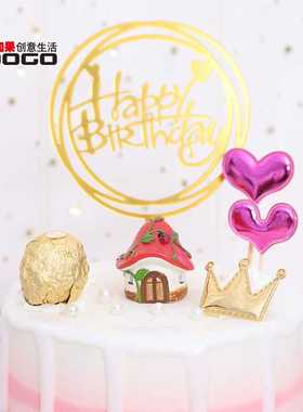 新款直销如果创意可爱卡通小家闲趣树脂蛋糕摆件园艺花盆场景搭配