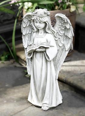 直销新款亚马逊款LED灯天使欧式创意女孩花园装饰庭院树脂工艺品