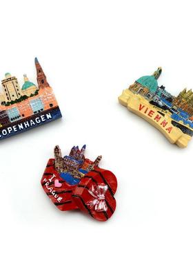 直销新款丹麦泰国挪威维也纳布拉格捷克奥地利树脂冰箱贴磁性旅游