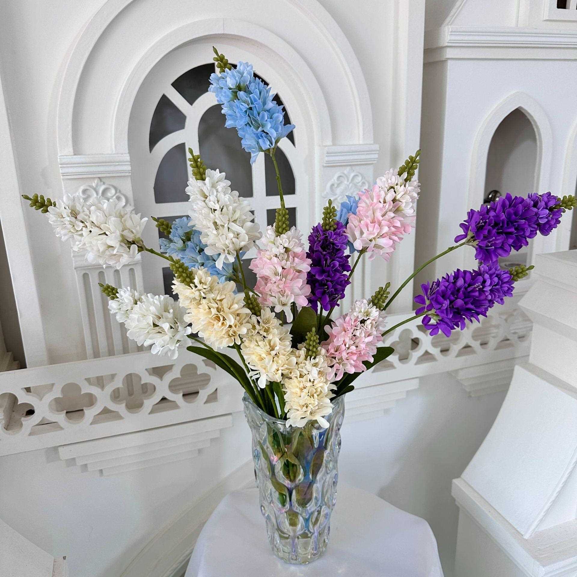 直销新款跨境新款3叉仿真薰衣草装饰假花婚纱摄影道具花场景布置