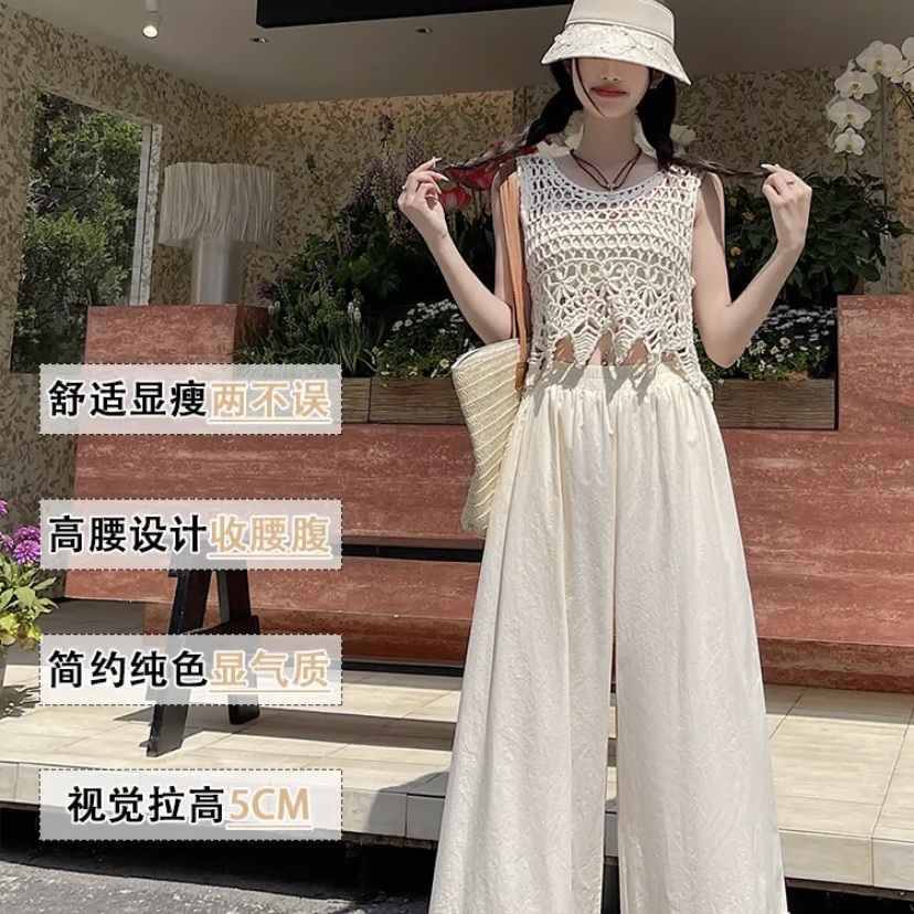 2025夏季新款女装高腰宽松休闲裤女长裤百搭花朵显瘦裤