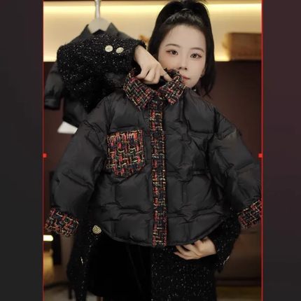 男童冬季轻薄羽绒服外套儿童新款相拼白鸭绒衬衫男孩休闲保暖上衣