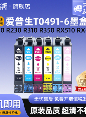 适用爱普生T0491墨盒Epson styus photo R210 R230 R310 R350 RX510 RX630 RX650打印机墨盒T0491-T0496墨盒