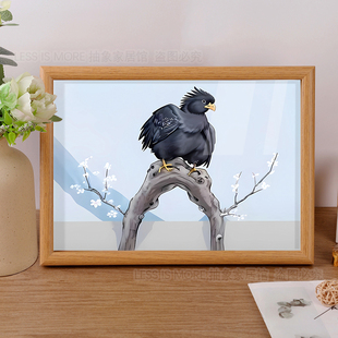 枝头鹰鸡你太美蔡徐坤小黑子ikun坤坤抽象字画装饰摆件挂画礼物潮