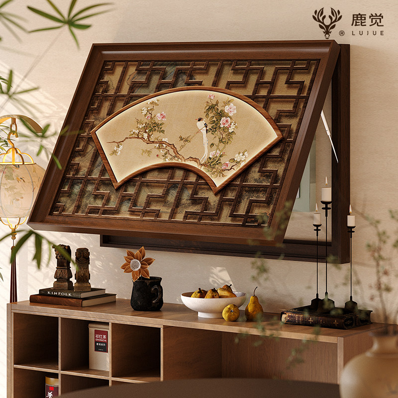 喜上枝头电表箱装饰画新中式多媒体盒电闸箱客厅挂画配电箱遮挡画