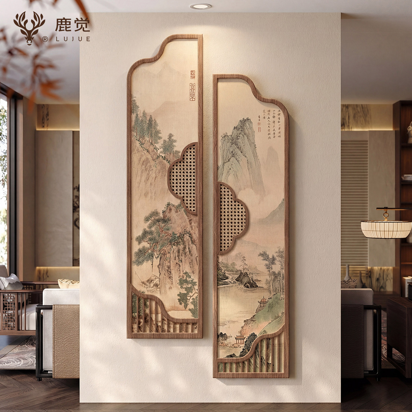 《长松山水画》入户玄关挂画宋氏美学客厅走廊尽头装饰画山水壁画