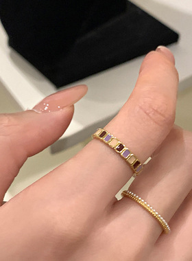 高级感彩色滴油珍珠开口戒指女轻奢优雅时尚气质通勤百搭指环