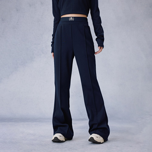 Kappa卡帕背靠背2025新款复古针织运动长裤修身喇叭裤休闲裤子女