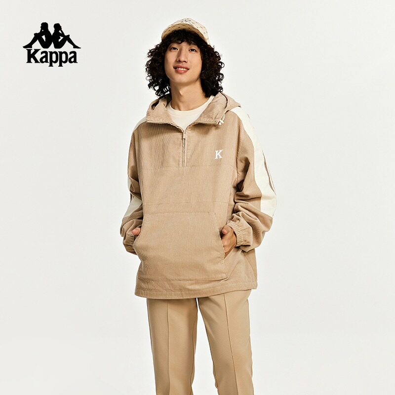Kappa卡帕经典意大利防风衣2025秋季新款纯棉运动连帽休闲外套男
