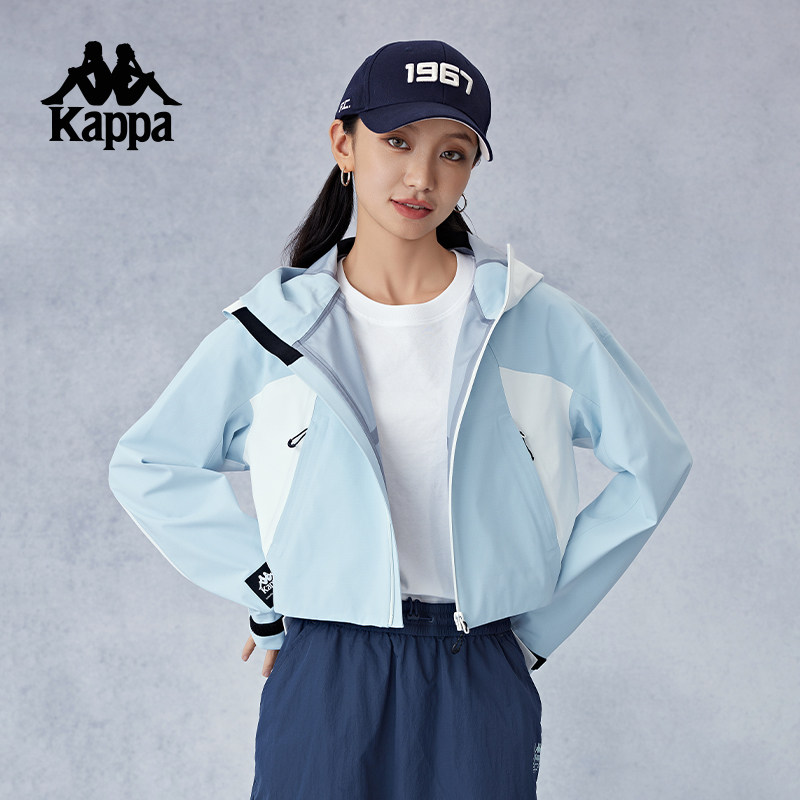 Kappa卡帕背靠背防泼水冲锋衣女户外爬山旅游运动休闲外套新款