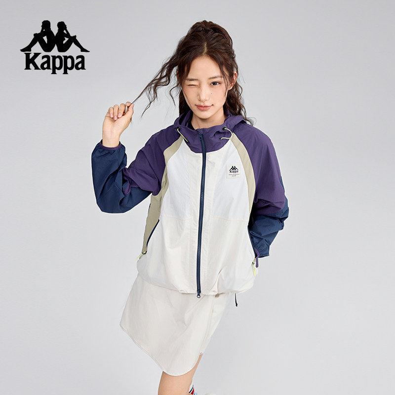 Kappa卡帕背靠背运动防风衣春季新款户外防泼水上衣女款夹克外套