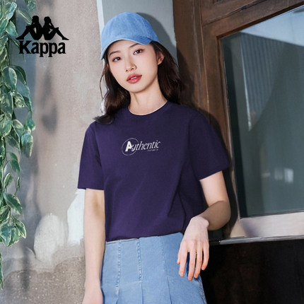 Kappa卡帕背靠背纯棉印花T恤女2025新款夏季运动短袖宽松休闲半袖