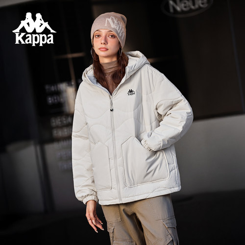 Kappa卡帕背靠背棉服女2025新款冬季加厚保暖连帽外套休闲棉衣男