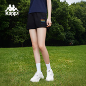 高腰显瘦户外跑步休闲裤 夏季 子 女薄款 Kappa卡帕黑色针织运动短裤