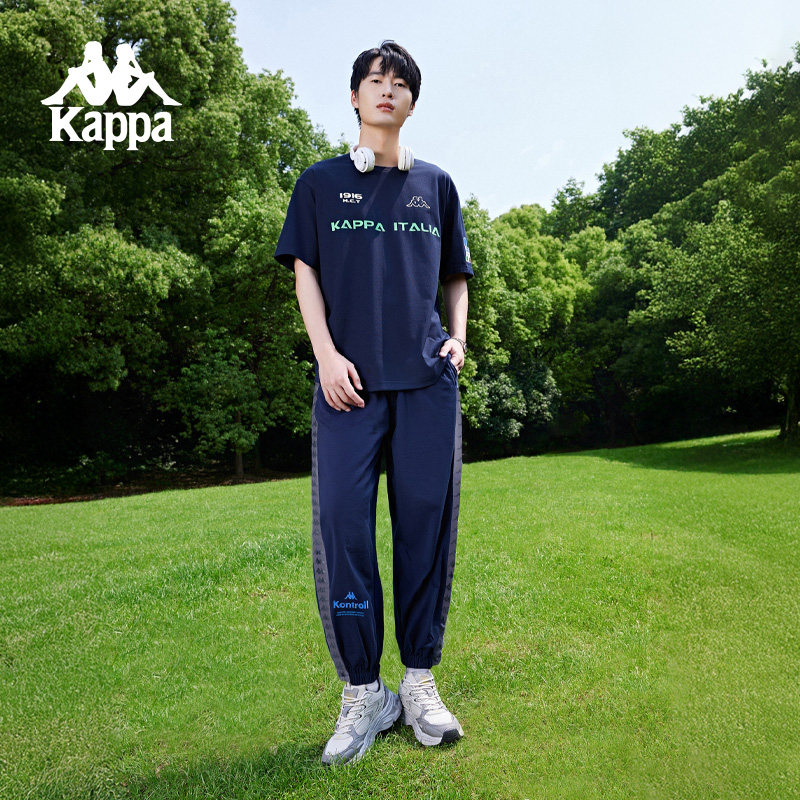 kappa蓝色运动裤男夏季薄款百搭透气户外休闲裤子跑步健身长裤男