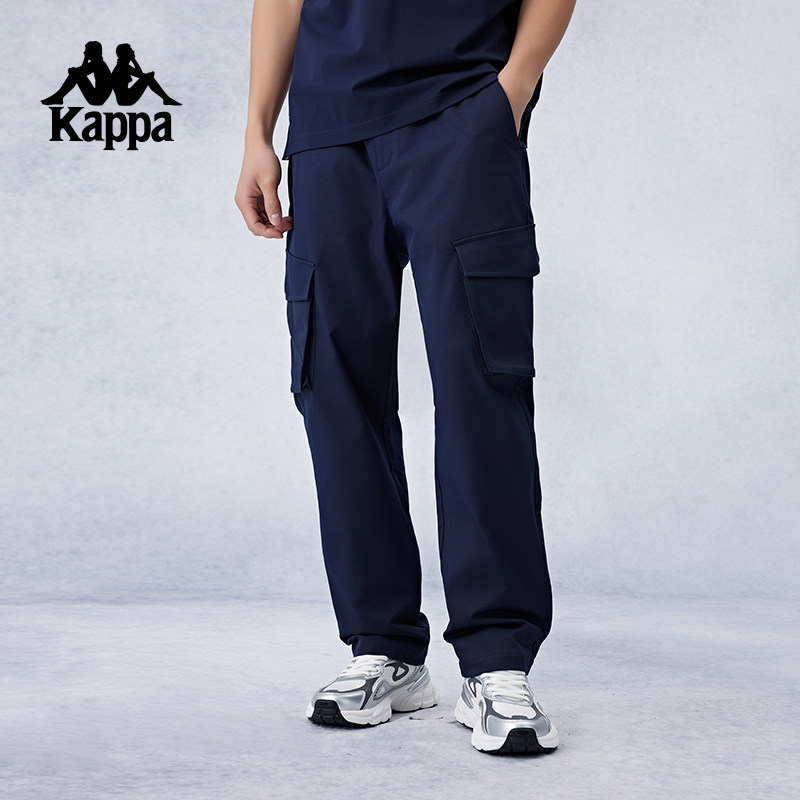 Kappa卡帕背靠背运动裤男款2025新款复古直筒休闲裤防泼水工装裤