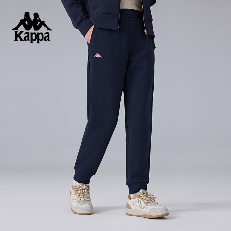 Kappa卡帕背靠背新款针织运动长裤女休闲裤修身保暖卫裤束脚裤子