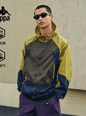 Kappa卡帕背靠背男款防泼水运动防风衣2025新款夏季防晒夹克外套