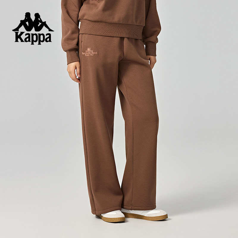 Kappa卡帕背靠背休闲运动裤女春秋新款宽松针织长裤直筒裤子女款