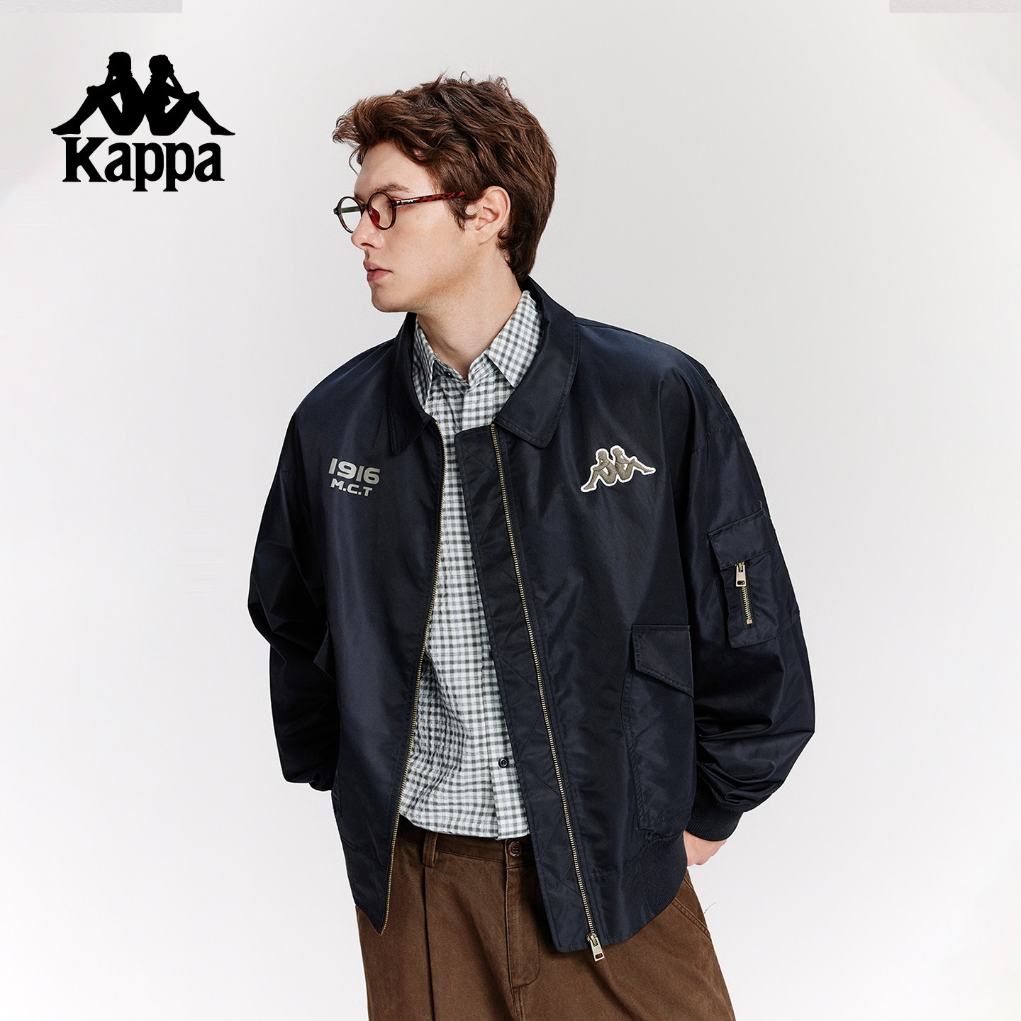 Kappa卡帕背靠背男士运动外套2026新款宽松复古美式飞行夹克潮流