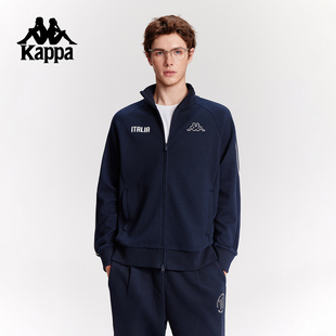 Kappa卡帕背靠背外套男士2025新款春秋款休闲运动服翻领针织上衣