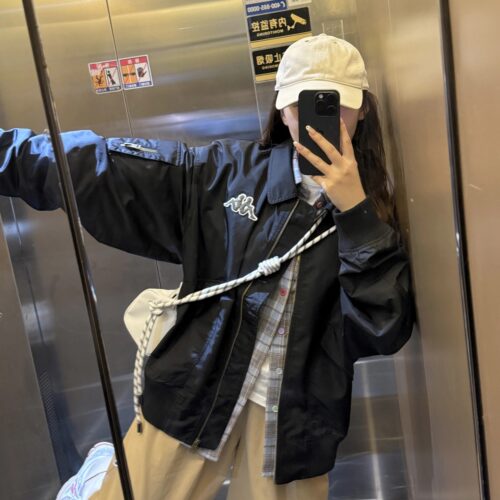 Kappa卡帕背靠背复古夹克男士2024新款运动美式上衣跑步开衫外套