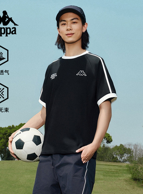 KAPPA复古短袖2025新款男款夏运动撞色T恤字母半袖上衣
