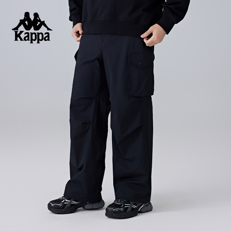 Kappa卡帕背靠背运动长裤2025新款男宽松直筒裤休闲跑步工装裤子