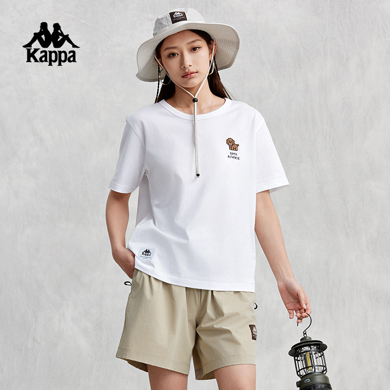 Kappa卡帕背靠背短袖女2025夏季新款纯棉运动t恤印花宽松半袖上衣